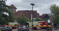 Devastating fire sees shopping centre roof collapse in Leicestershire